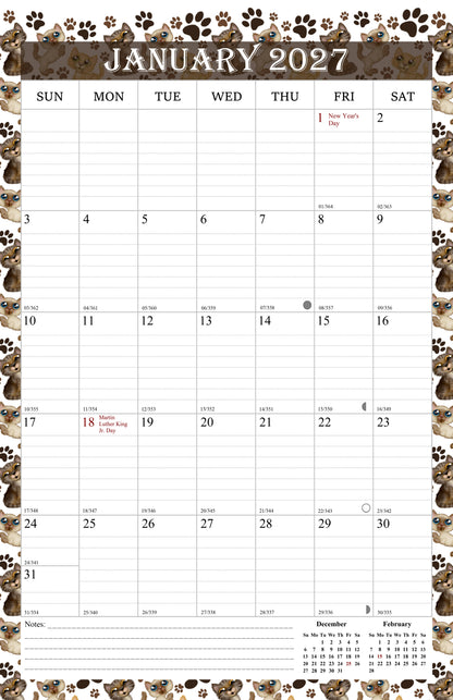 2027 Wall Calendar Spiral-Bound Twin-Wire Binding - 12 Months  17