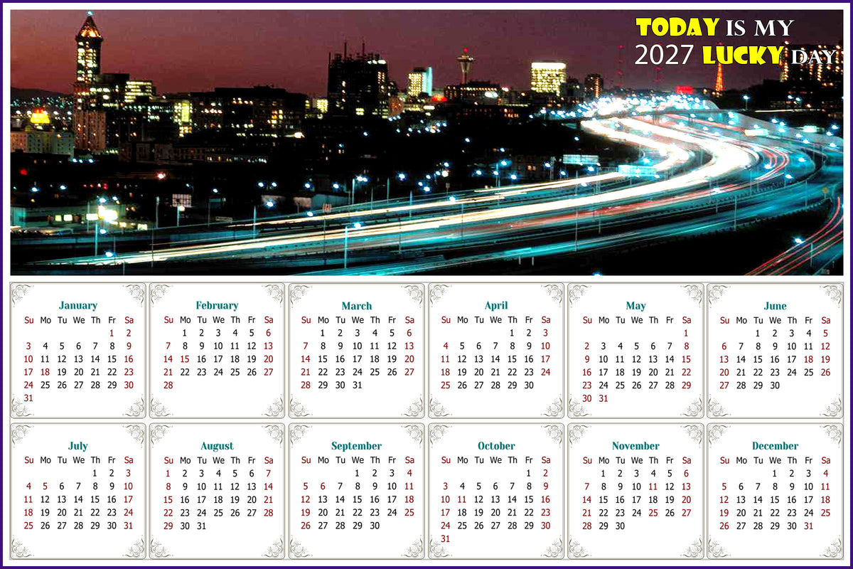 2027 Peel & Stick Calendar - Today is my Lucky Day - Removable, Repositionable - 051 (9"x 6")