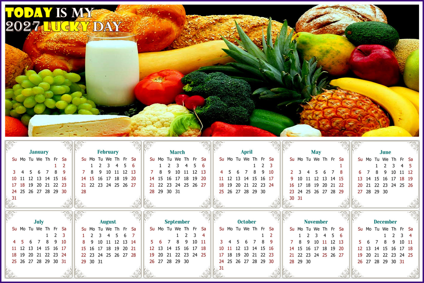 2027 Magnetic Calendar - Calendar Magnets - Today is my Lucky Day - Edition #41