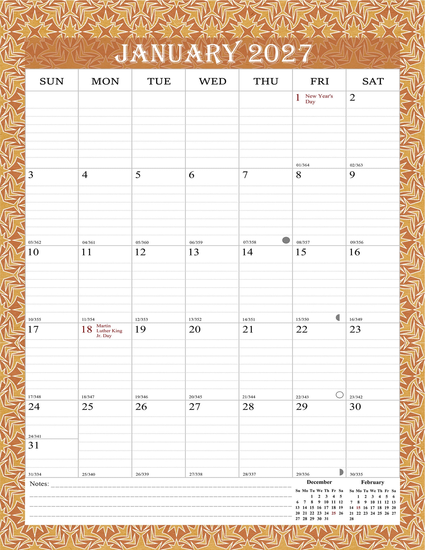 2026-2027 Wall Calendar Spiral-bound Twin-Wire Binding - 18 Months 8.5" x 11" 02