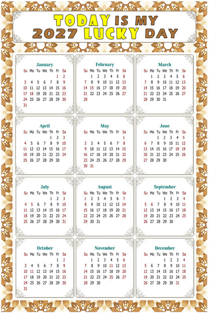 2027 Peel & Stick Calendar - Today is my Lucky Day Removable - 042