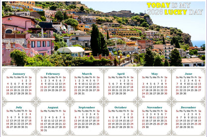 2026 Peel & Stick Calendar - Today is my Lucky Day - Removable - Italy - Taormina (9"x 6")