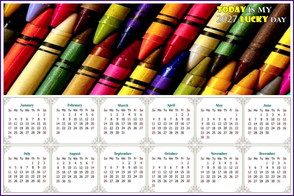 2027 Peel & Stick Calendar - Today is my Lucky Day - Removable, Repositionable - 042 (9"x 6")