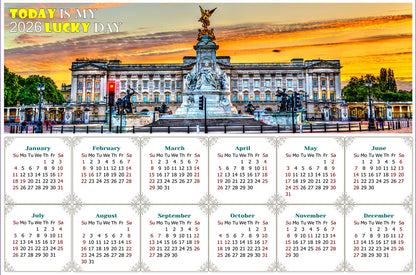 2026 Magnetic Calendar - Calendar Magnets - Today is My Lucky Day - (The Victoria Memorial  in London, United Kingdom)