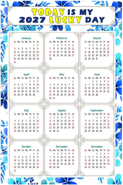 2027 Peel & Stick Calendar - Today is my Lucky Day Removable - 012