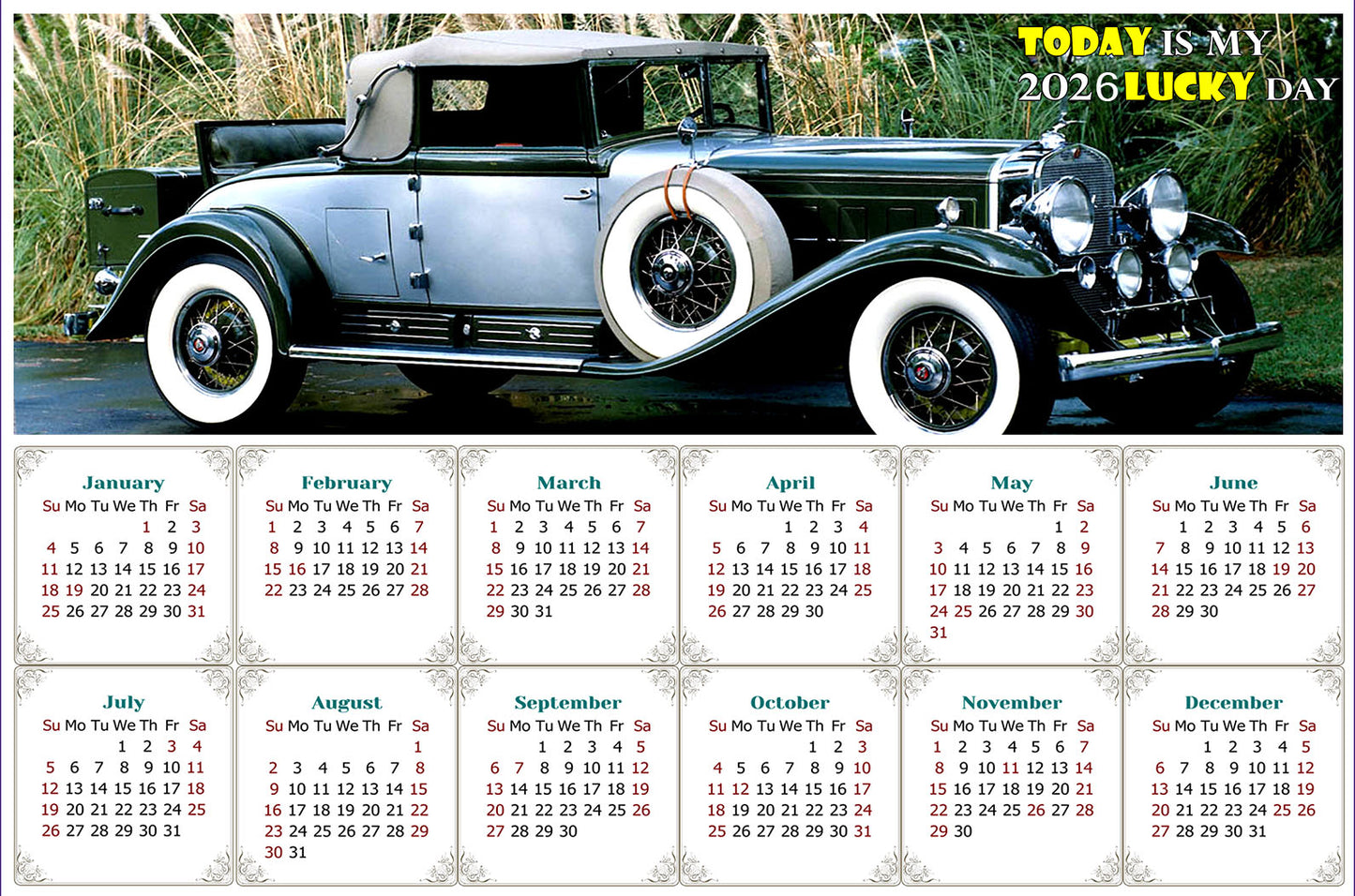2026 Peel & Stick Calendar - Today is my Lucky Day - Removable, Repositionable - 045 (9"x 6")