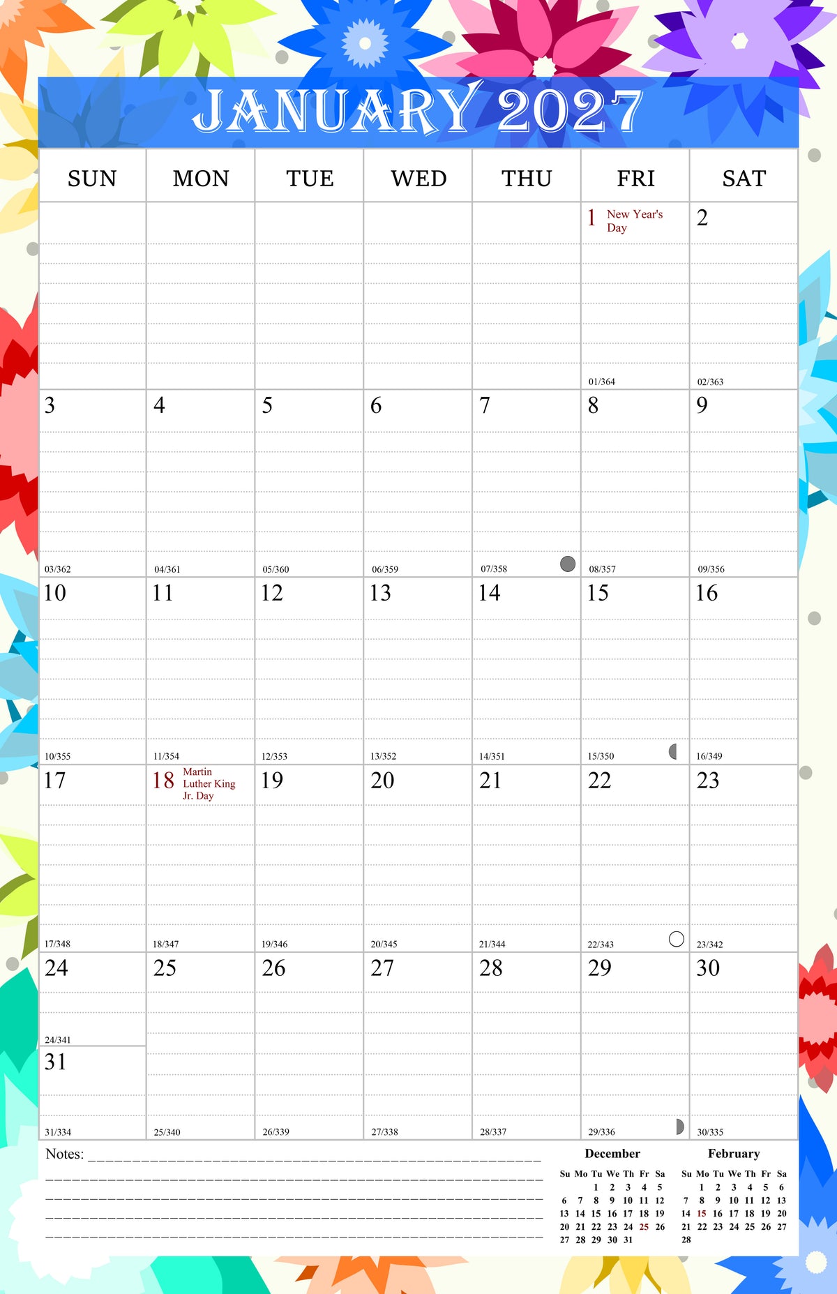 2027 Wall Calendar Spiral-Bound Twin-Wire Binding - 12 Months  05