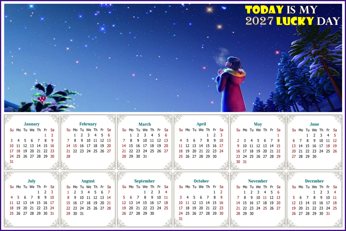 2027 Peel & Stick Calendar - Today is my Lucky Day - Removable, Repositionable - 028 (9"x 6")
