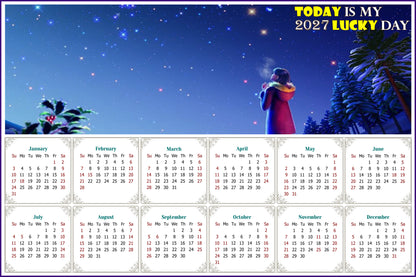 2027 Peel & Stick Calendar - Today is my Lucky Day - Removable, Repositionable - 028 (9"x 6")