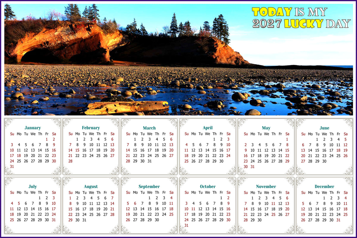 2027 Peel & Stick Calendar - Today is my Lucky Day - Removable - Shepholdy bay (9"x 6")