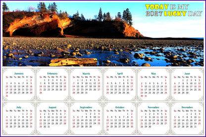 2027 Peel & Stick Calendar - Today is my Lucky Day - Removable - Shepholdy bay (9"x 6")