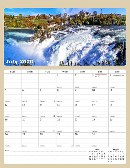2026 - 2027 Calendar Magnetic Peel & Stick 18 Months 8.5" x 11" Waterfalls