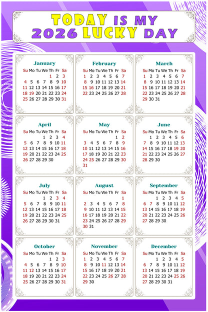 2026 Peel & Stick Calendar - Today is my Lucky Day Removable - 01