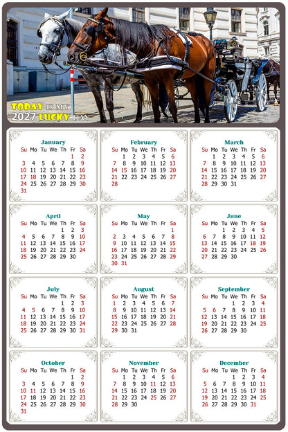 2027 Peel & Stick Calendar - Today is my Lucky Day Removable - Horses 018 (9"x 6")