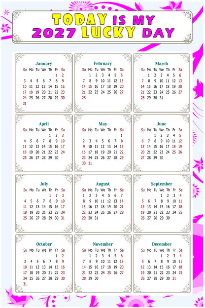 2027 Peel & Stick Calendar - Today is my Lucky Day Removable - 04