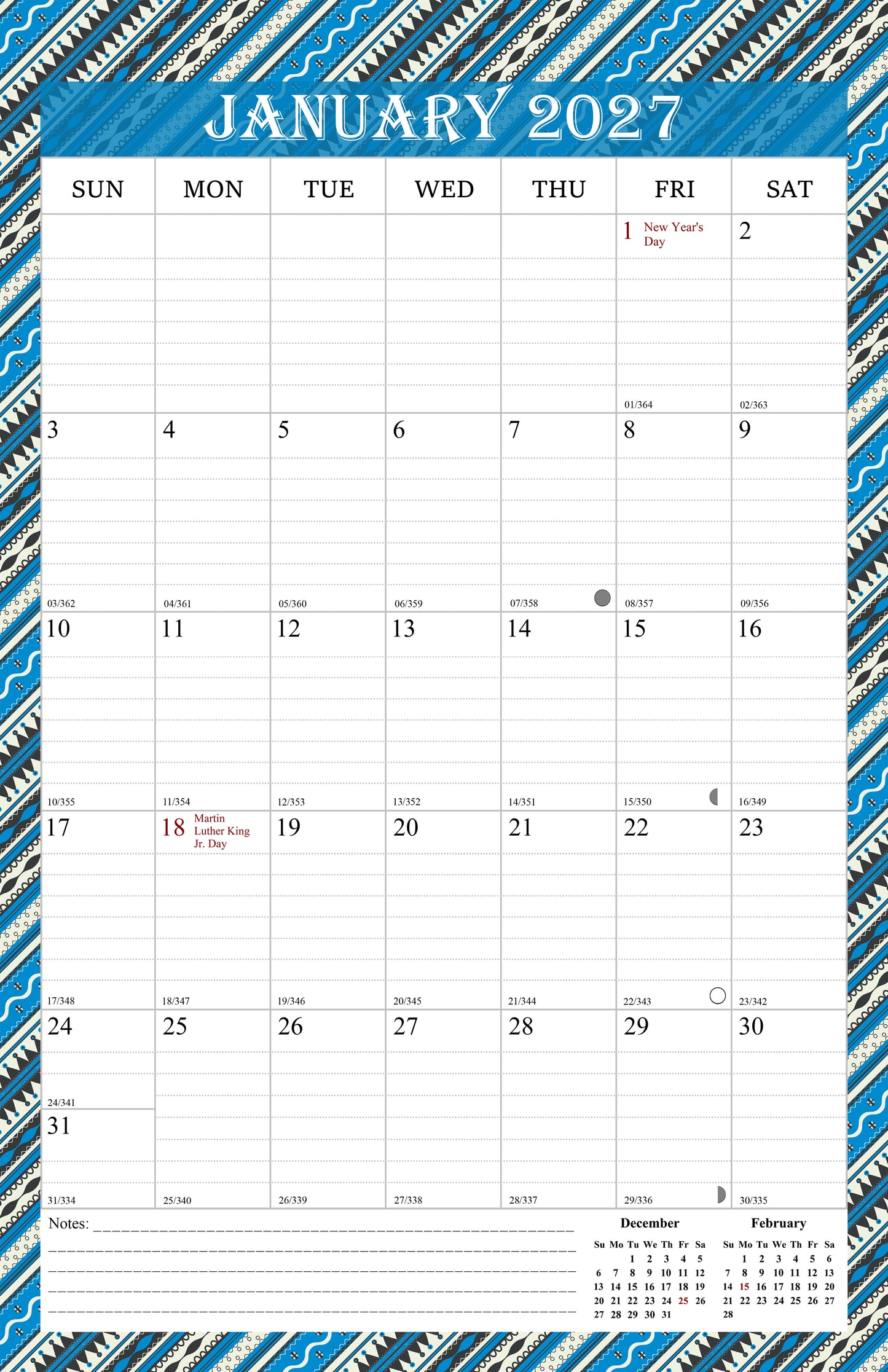 2027 Wall Calendar Spiral-Bound Twin-Wire Binding - 12 Months  11