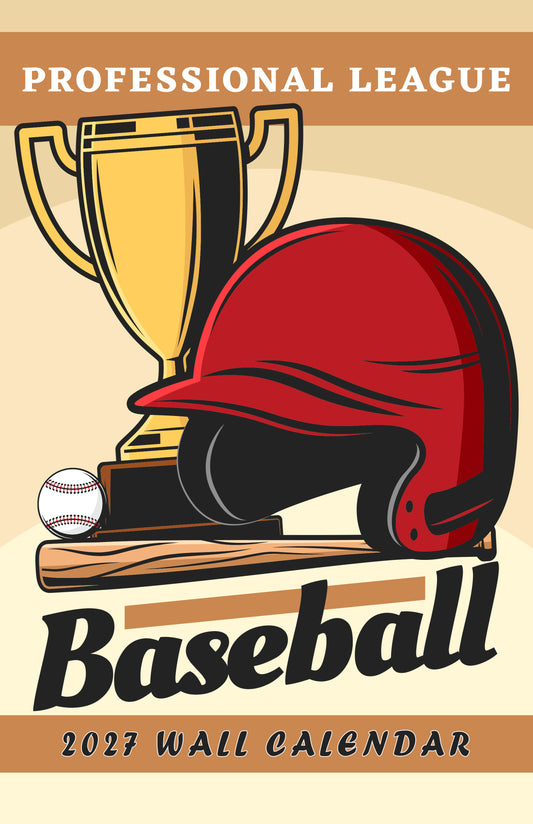2027 Wall Oversized Art Poster Calendar Spiral-bound Twin-Wire Binding- Baseball