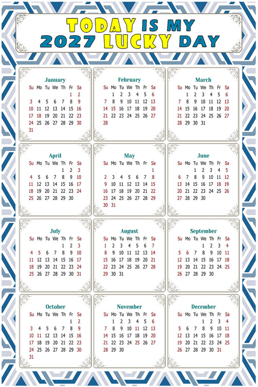 2027 Peel & Stick Calendar - Today is my Lucky Day Removable - 038