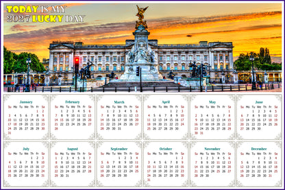 2027 Peel & Stick Calendar - Today is my Lucky Day - Removable - The Victoria Memorial (9"x 6")
