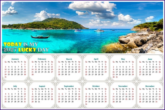 2027 Magnetic Calendar - Calendar Magnets - Today is My Lucky Day - (Racha (Raya) resort island, Thailand)