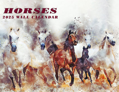 2025 Spiral-bound Wall Calendar (Horses) - 12 Months Desktop/Wall Calendar/Planner
