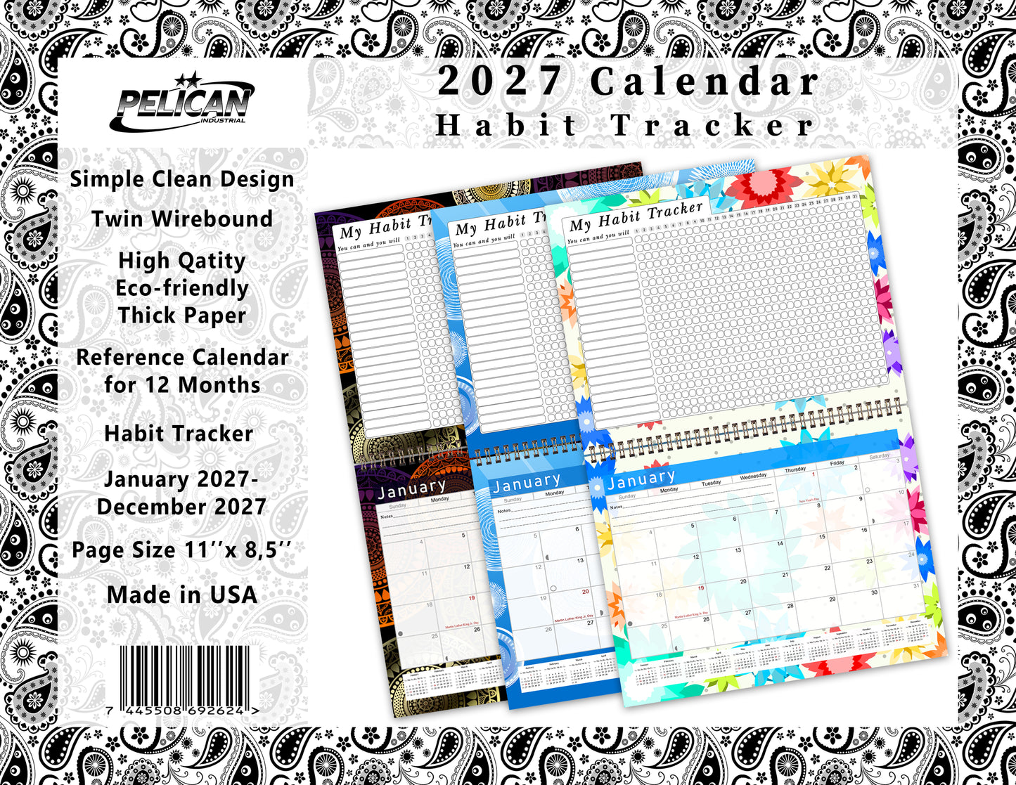 2027 Monthly Desktop/Wall Calendar/Planner - Habit Tracker - (Edition #11)