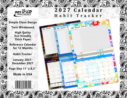 2027 Monthly Desktop/Wall Calendar/Planner - Habit Tracker - (Edition #11)