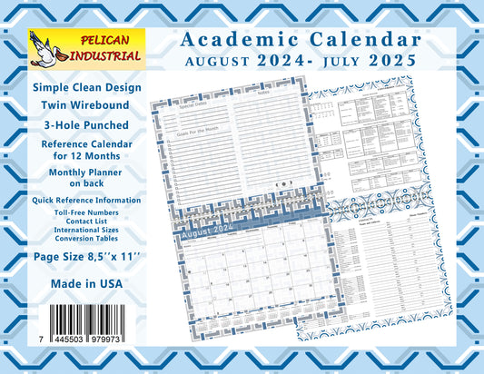 2024-2025 Academic Year 12 Months Student Calendar/Planner for Wall & Desk & 3-Ring Binder, for School, Teacher, Student (Edition #014)