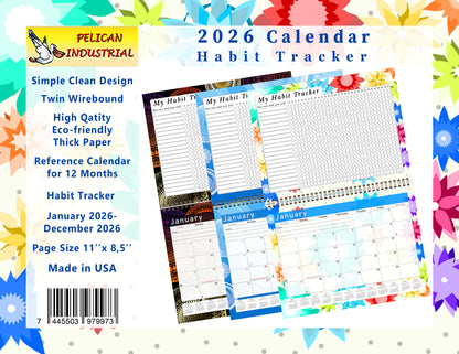 2026 Monthly Desktop/Wall Calendar/Planner - Habit Tracker - (Edition #01)