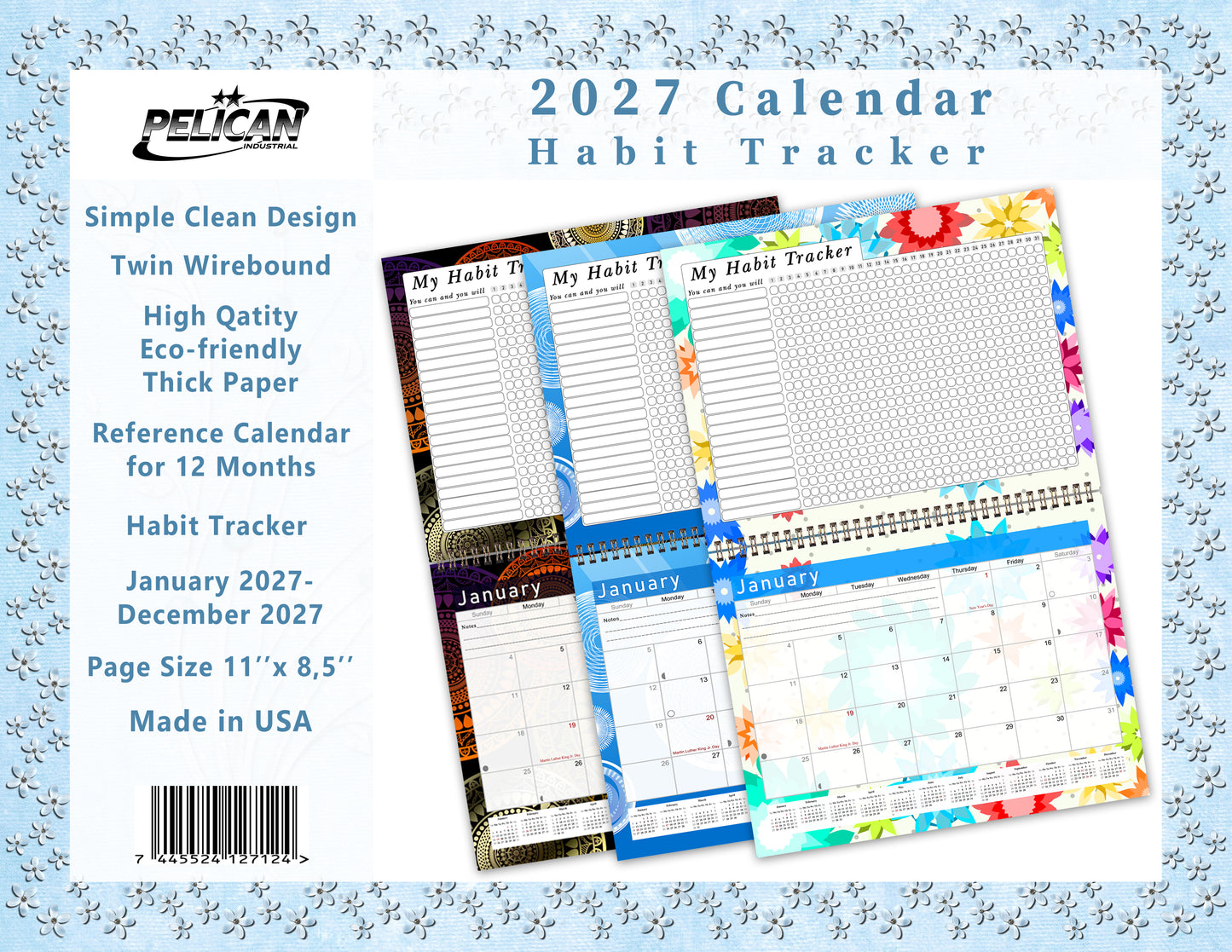 2027 Monthly Desktop/Wall Calendar/Planner - Habit Tracker - (Edition #18)