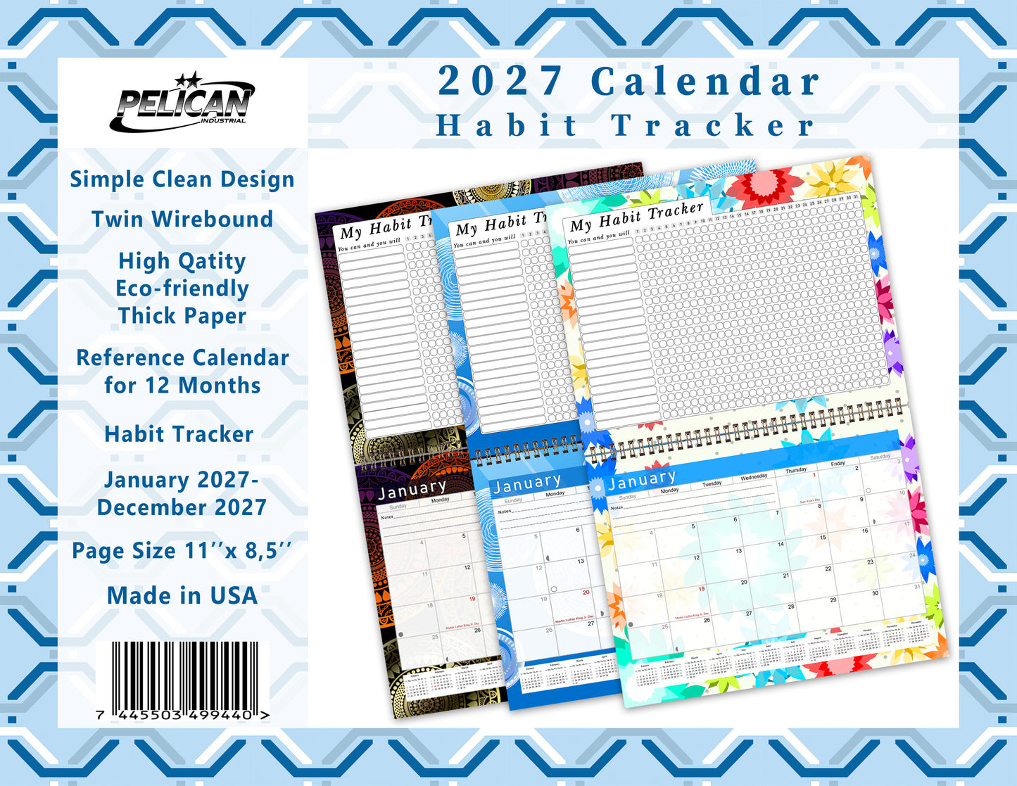 2027 Monthly Desktop/Wall Calendar/Planner - Habit Tracker - (Edition #04)