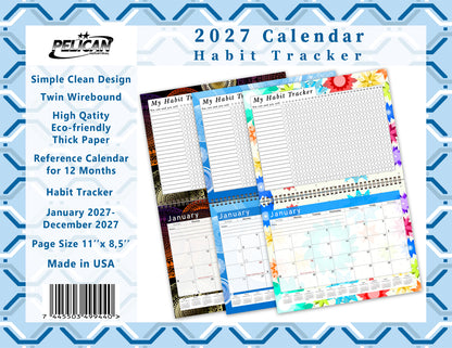 2027 Monthly Desktop/Wall Calendar/Planner - Habit Tracker - (Edition #04)