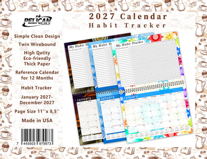 2027 Monthly Desktop/Wall Calendar/Planner - Habit Tracker - (Edition #30)