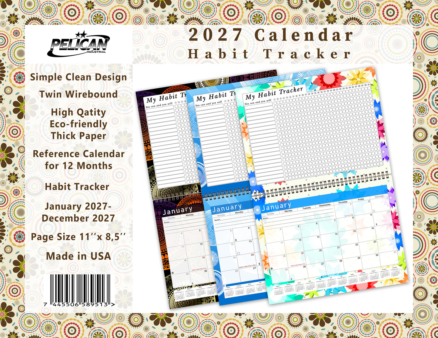 2027 Monthly Desktop/Wall Calendar/Planner - Habit Tracker - (Edition #20)