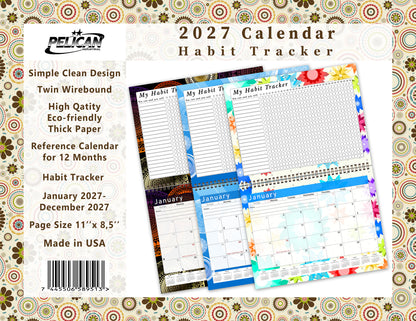2027 Monthly Desktop/Wall Calendar/Planner - Habit Tracker - (Edition #20)