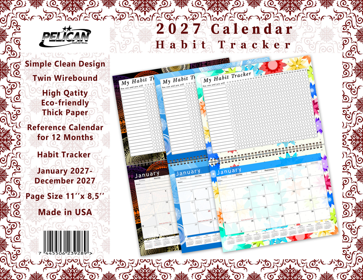 2027 Monthly Desktop/Wall Calendar/Planner - Habit Tracker - (Edition #14)
