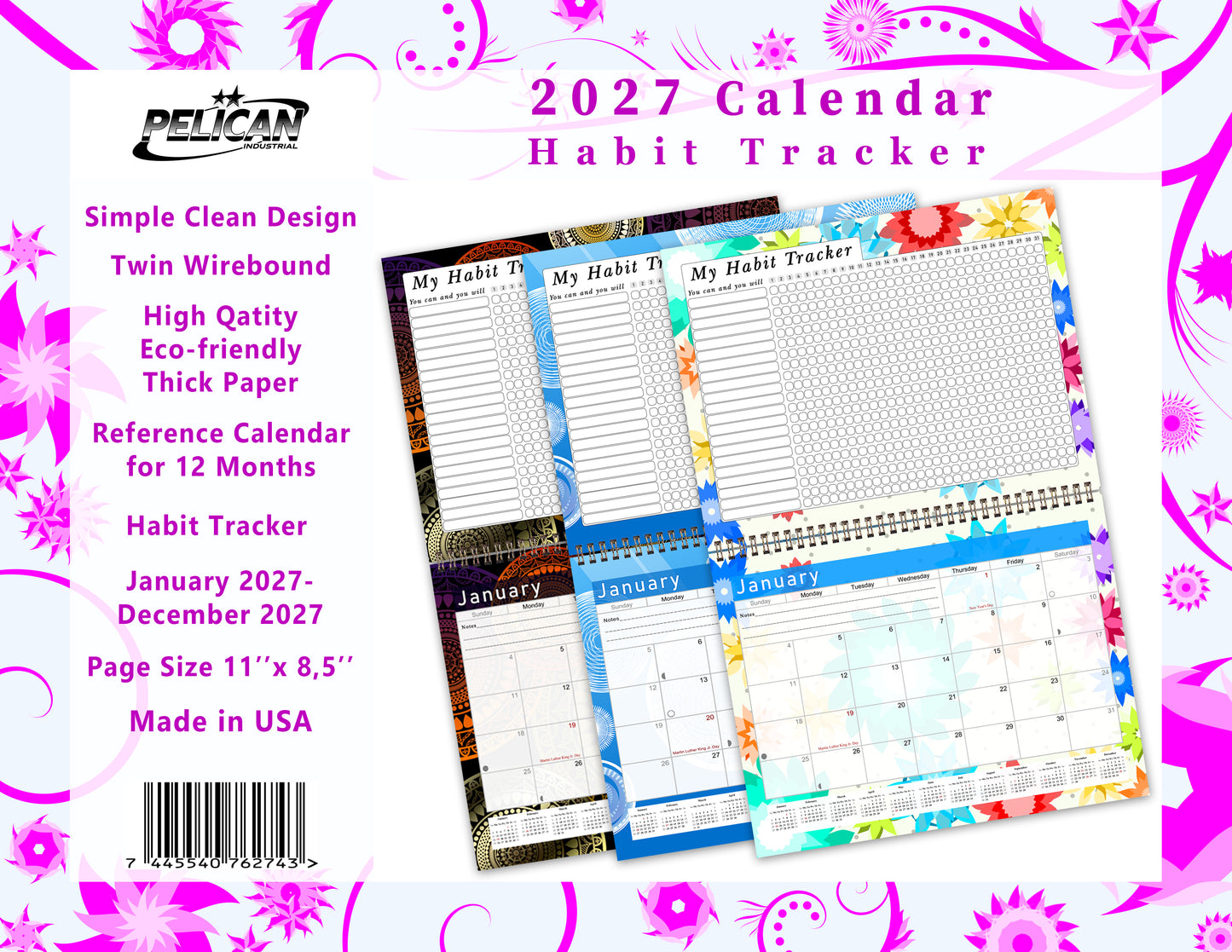 2027 Monthly Desktop/Wall Calendar/Planner - Habit Tracker - (Edition #10)
