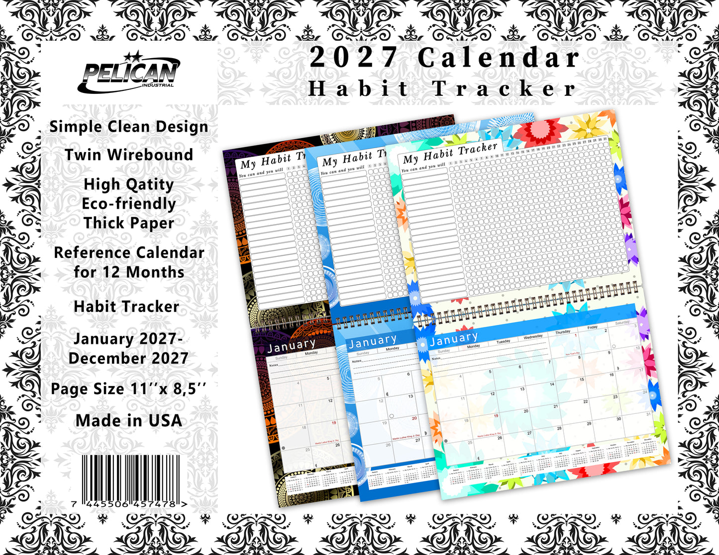 2027 Monthly Desktop/Wall Calendar/Planner - Habit Tracker - (Edition #08)