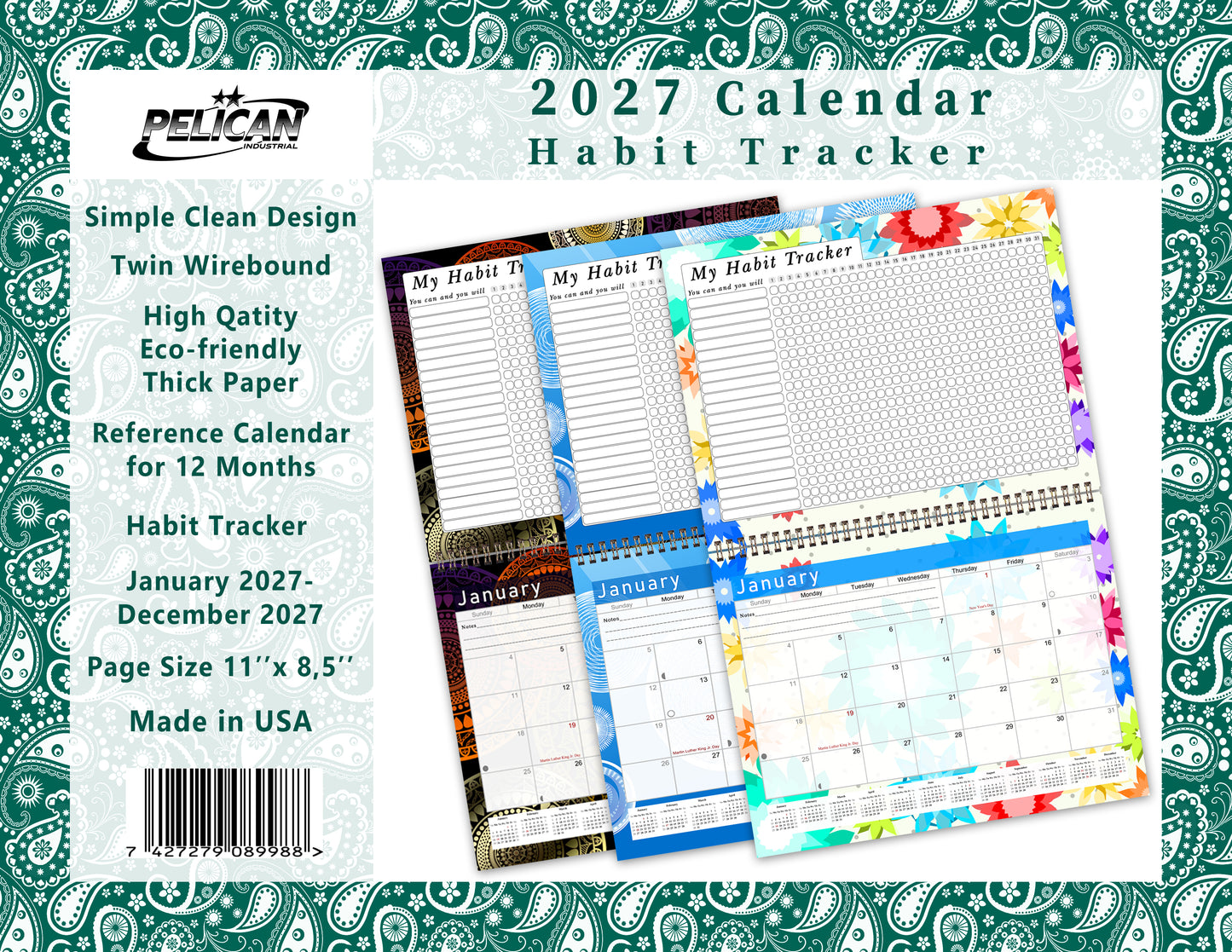 2027 Monthly Desktop/Wall Calendar/Planner - Habit Tracker - (Edition #24)