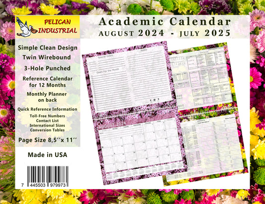 2024-2025 Academic Year 12 Months Student Calendar/Planner for Wall & Desk & 3-Ring Binder, for School, Teacher, Student (Edition #021)