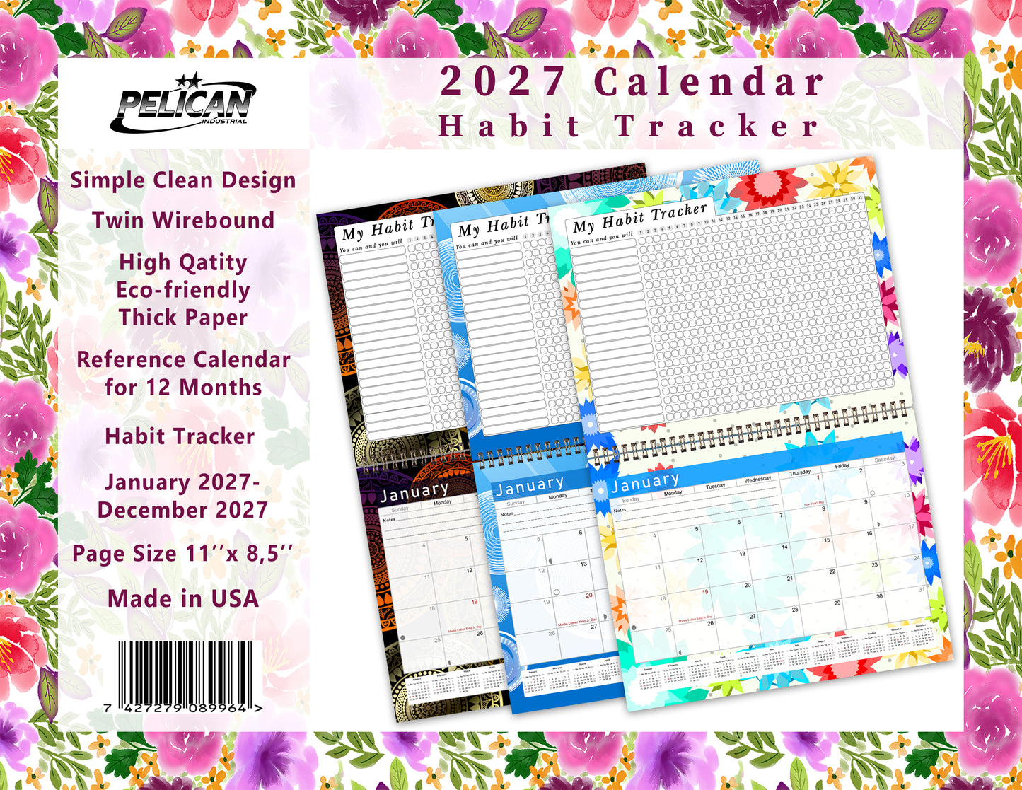 2027 Monthly Desktop/Wall Calendar/Planner - Habit Tracker - (Edition #22)