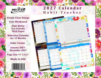 2027 Monthly Desktop/Wall Calendar/Planner - Habit Tracker - (Edition #22)