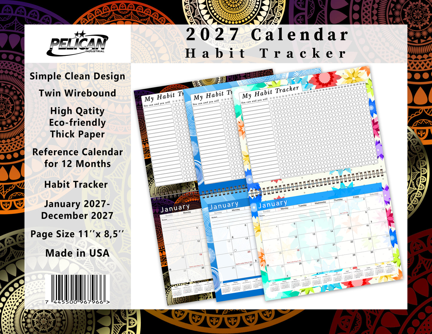 2027 Monthly Desktop/Wall Calendar/Planner - Habit Tracker - (Edition #12)