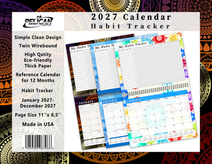 2027 Monthly Desktop/Wall Calendar/Planner - Habit Tracker - (Edition #12)