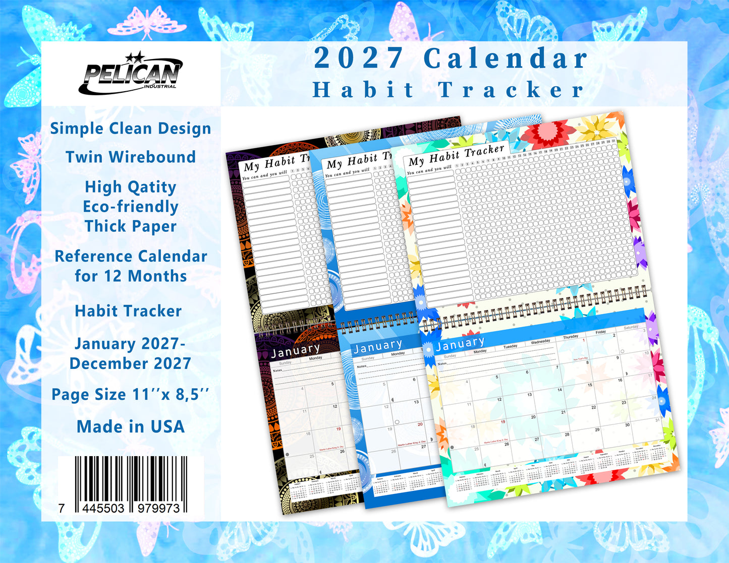 2027 Monthly Desktop/Wall Calendar/Planner - Habit Tracker - (Edition #29)