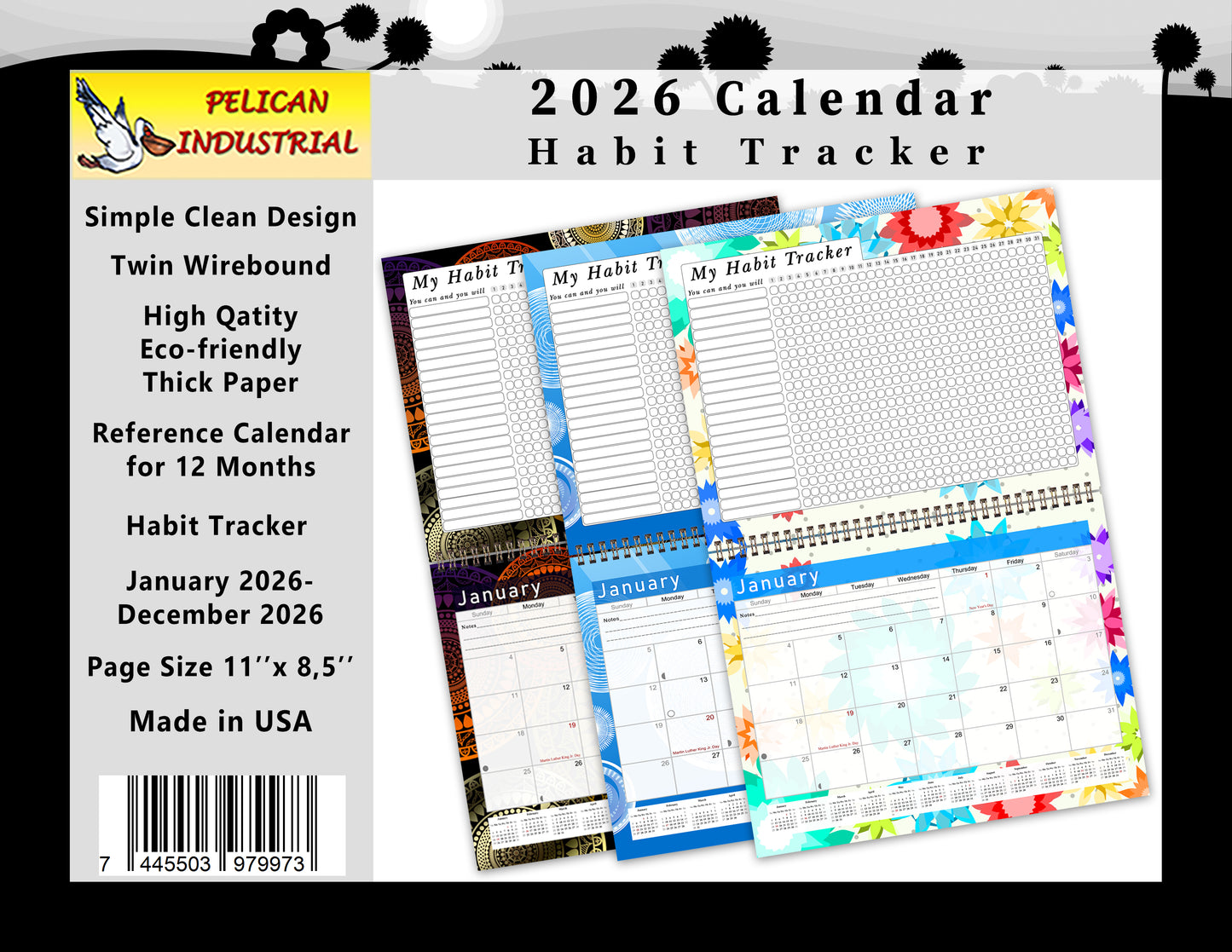 2026 Monthly Desktop/Wall Calendar/Planner - Habit Tracker - (Edition #15)