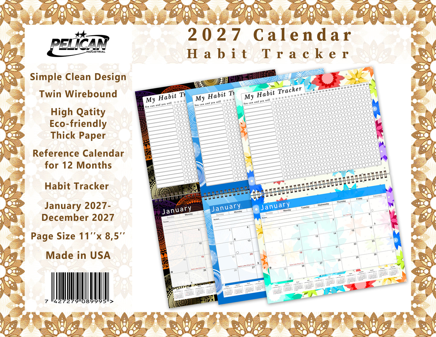 2027 Monthly Desktop/Wall Calendar/Planner - Habit Tracker - (Edition #25)