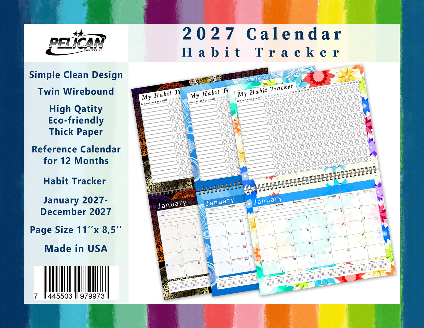 2027 Monthly Desktop/Wall Calendar/Planner - Habit Tracker - (Edition #27)