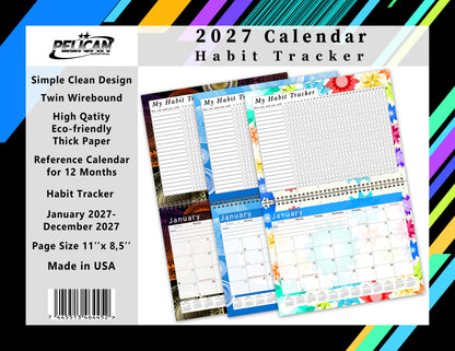 2027 Monthly Desktop/Wall Calendar/Planner - Habit Tracker - (Edition #13)