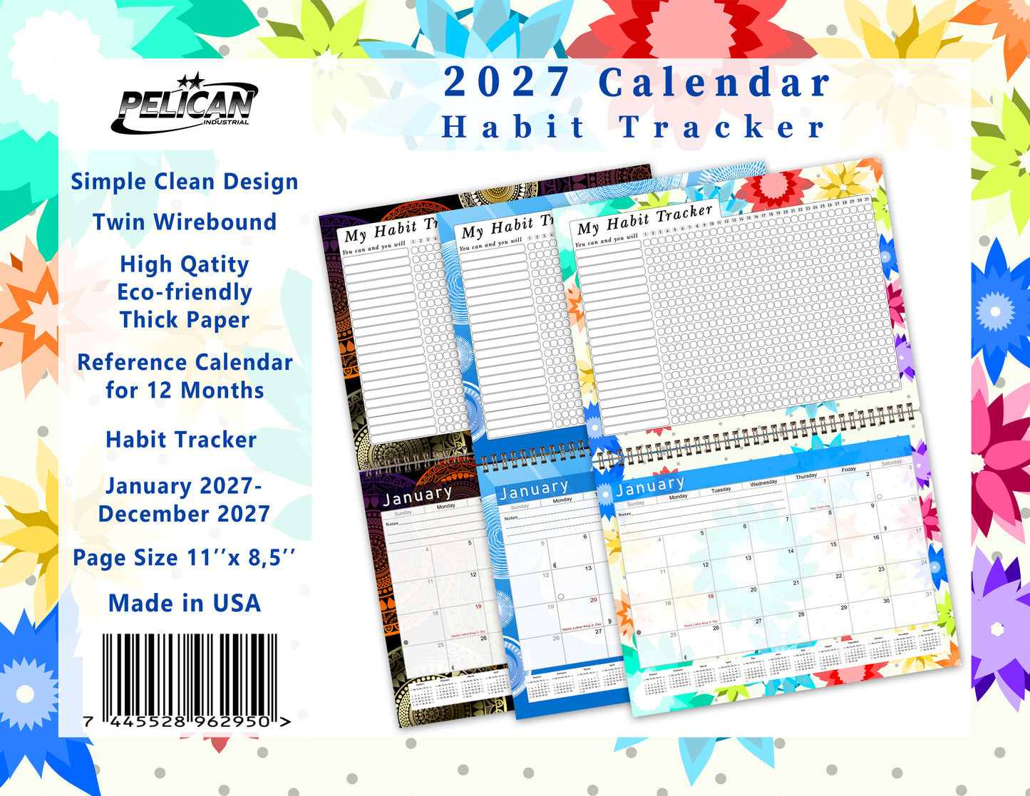 2027 Monthly Desktop/Wall Calendar/Planner - Habit Tracker - (Edition #01)